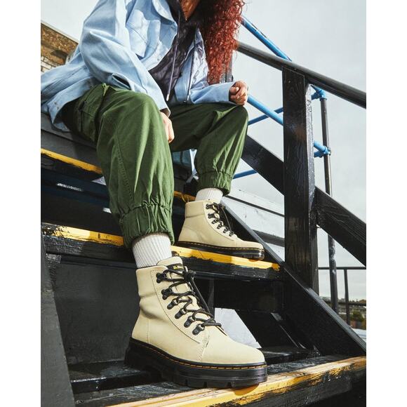 Dr. Martens COMBS SUEDE UTILITY BOOTS ivory women’s size 8